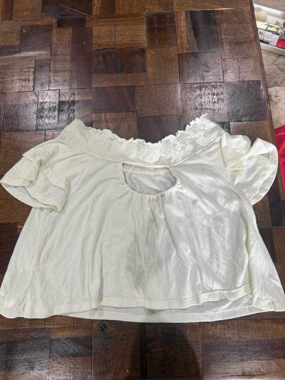 Altar'd State Cream Off-Shoulder Ruffle Top - Picture 3 of 3